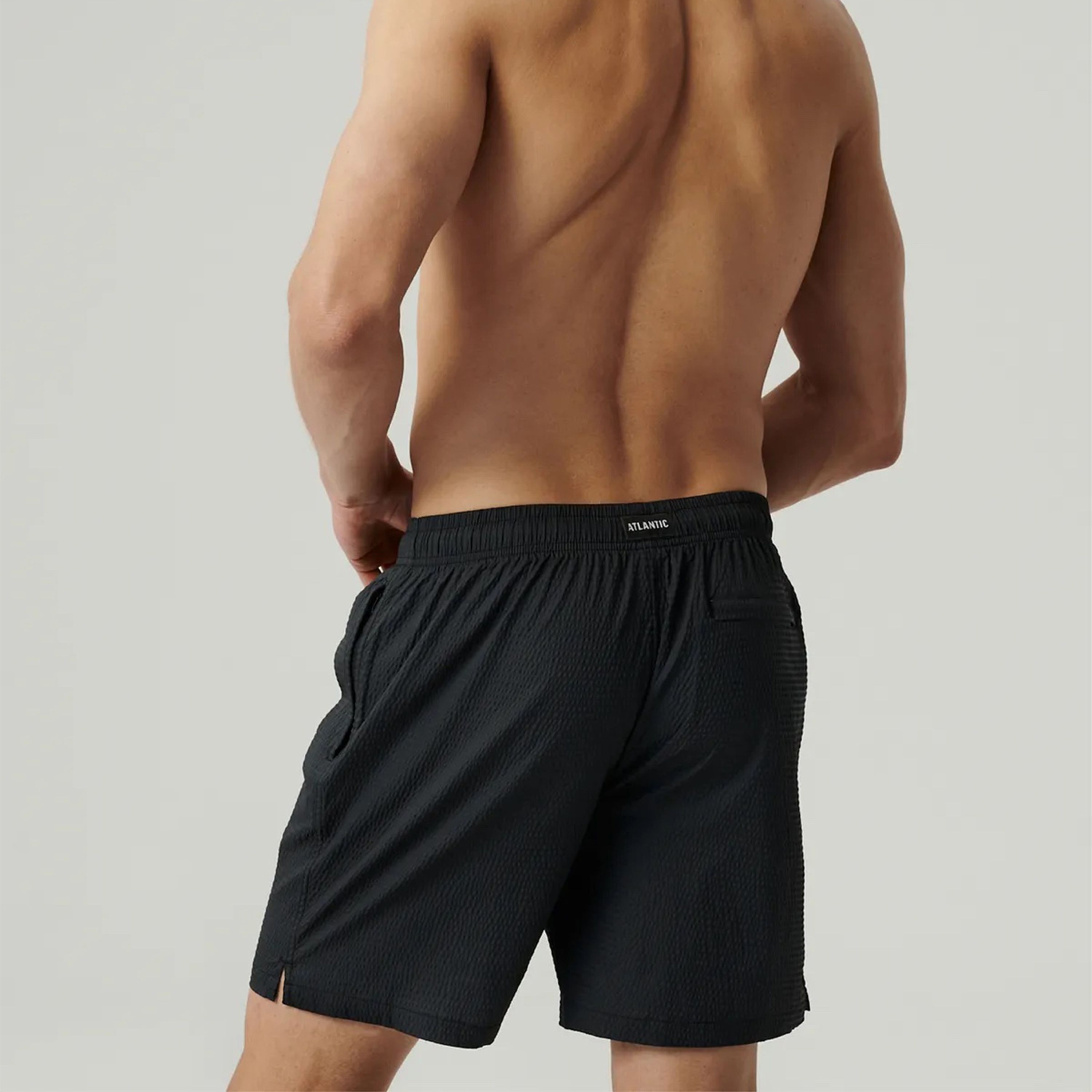 Мужские пляжные шорты черные ATLANTIC 4Way Stretch Texture KMB-226 фото 3