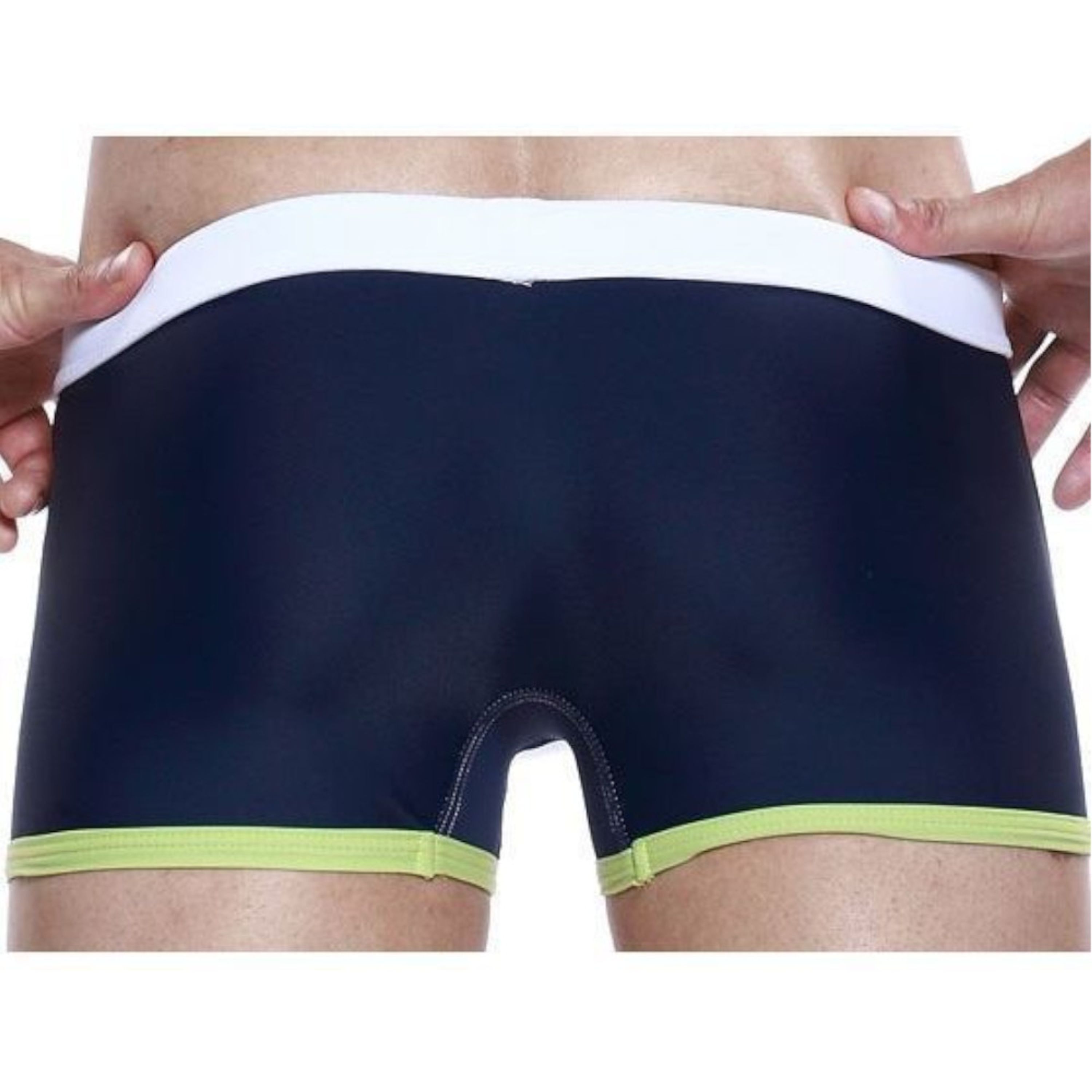 Мужские плавки боксеры белые с синим Seobean Surf Swim Boxers фото 2