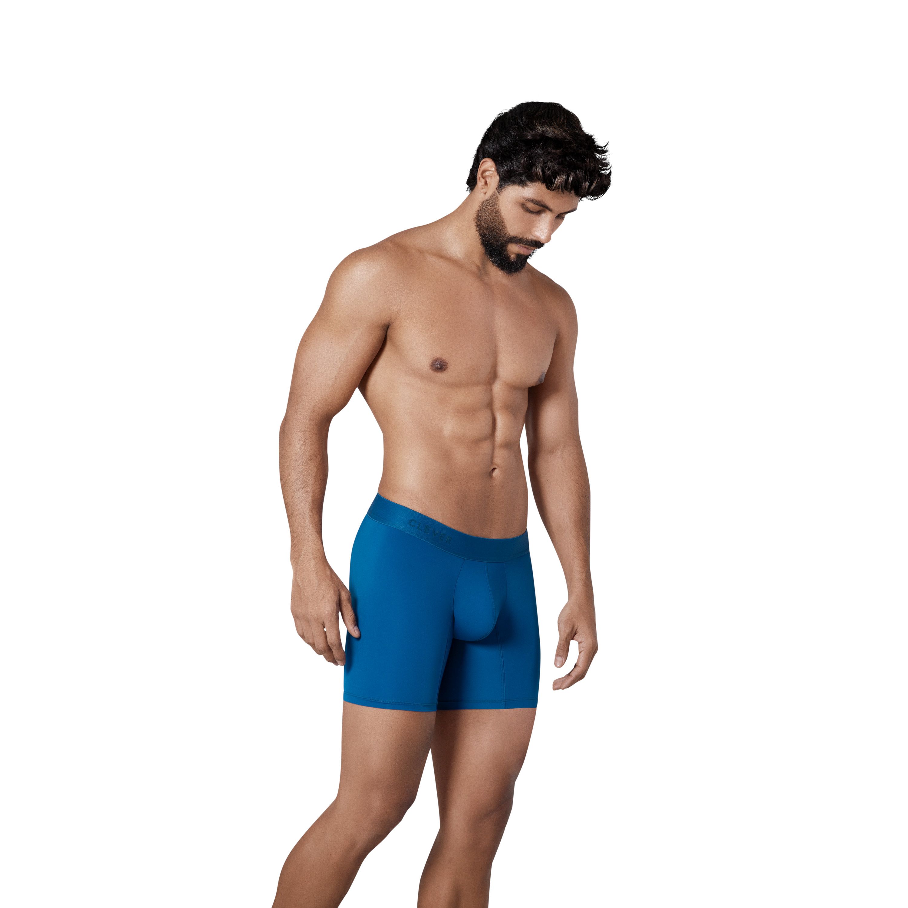 Мужские трусы боксеры удлиненные синие Clever Moda PRIMARY LONG BOXER 130308  фото 2