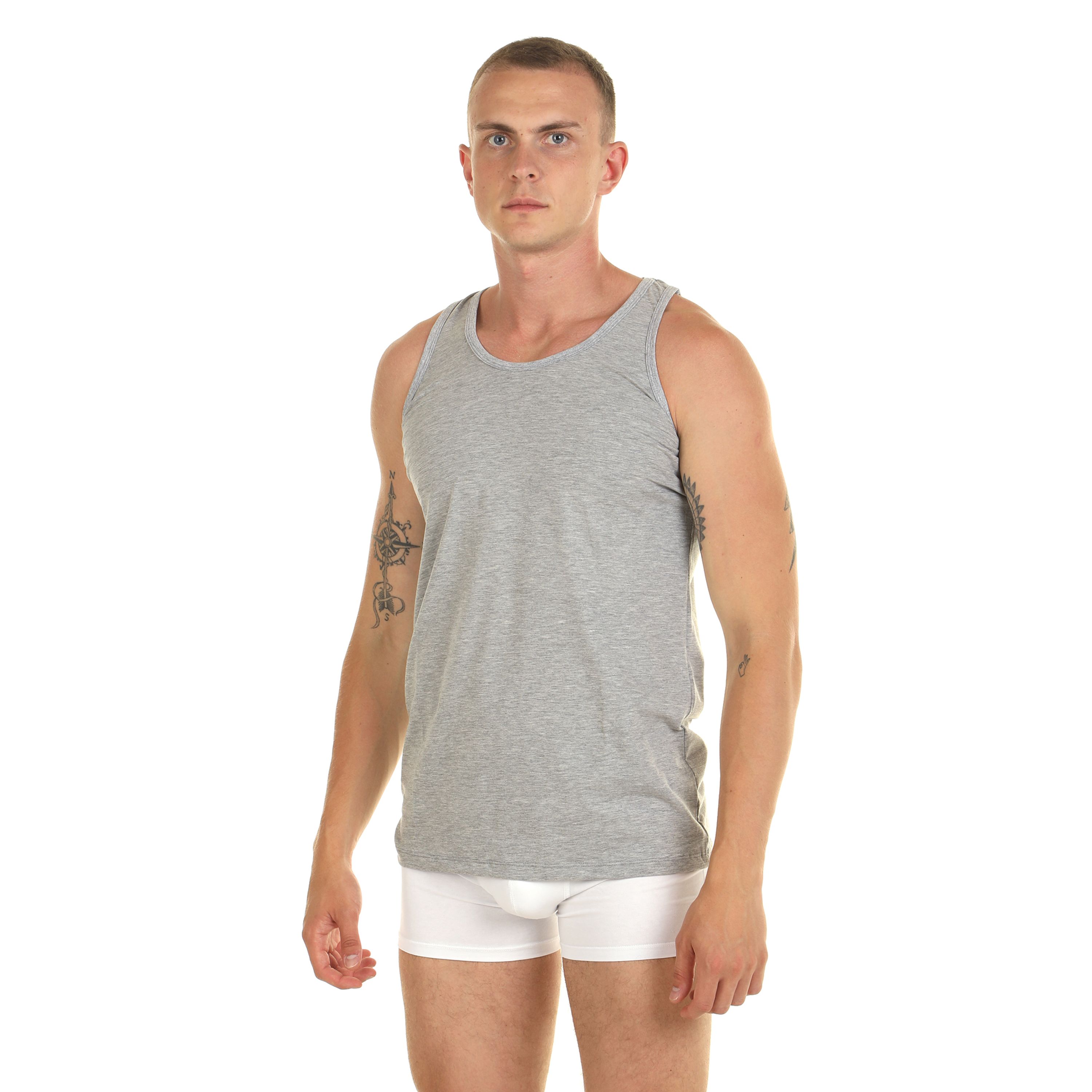 Мужская майка классическая серая меланжевая DonDon 401-01_06 фото 1