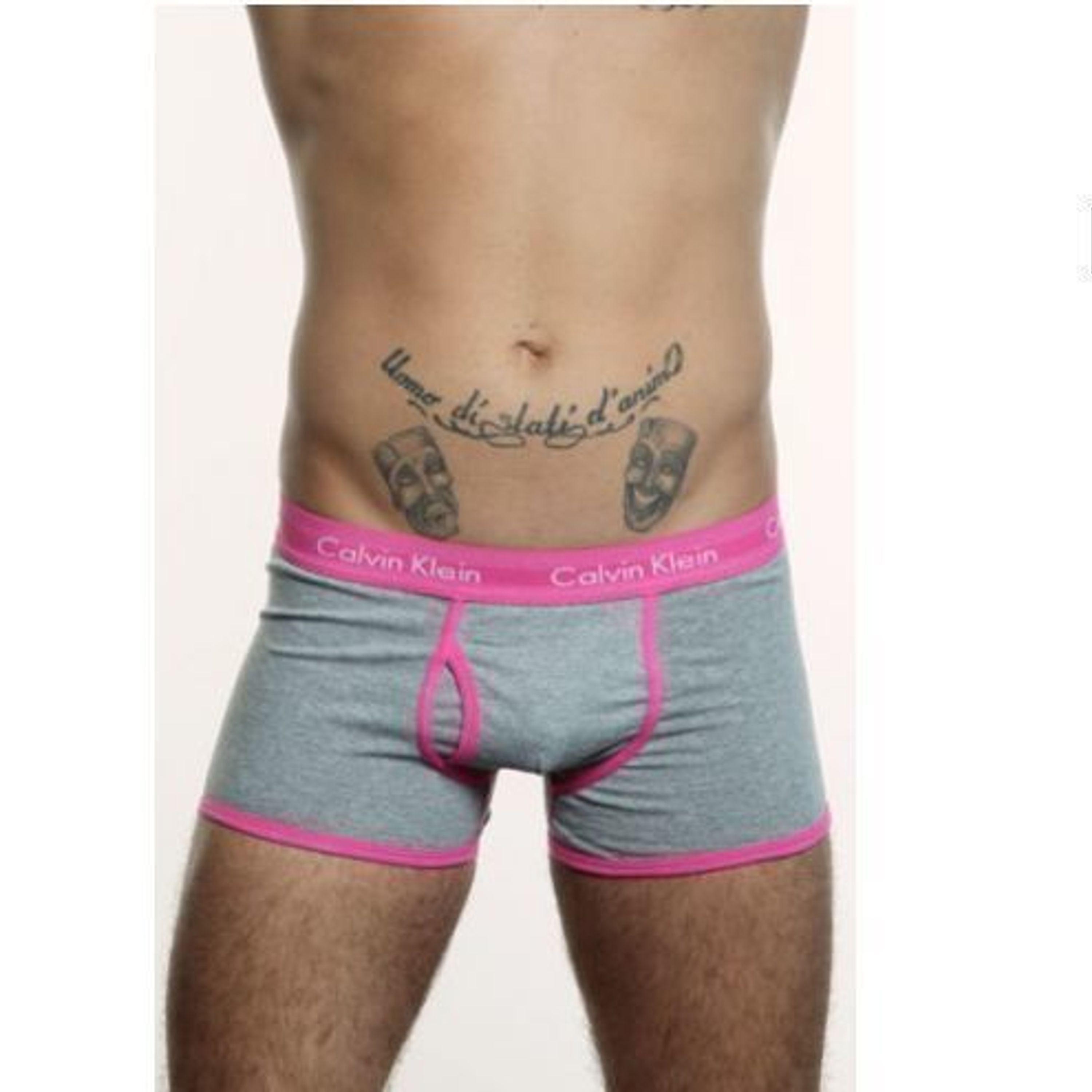 Мужские трусы боксеры серые с розовой окантовкой Calvin Klein 365 Grey Pink фото 1