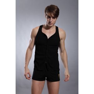 Фото Мужская майка с пуговицами SuperBody Black 