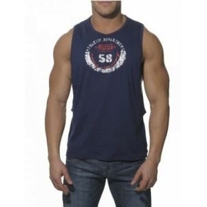 Фото Мужская майка темно-синяя с красным принтом ES Collection Navy