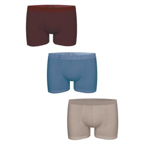 Фото Набор мужских трусов боксеров 3в1 (бордовые, голубые, бежевые) JOHN FRANK JF3BMODNA09
