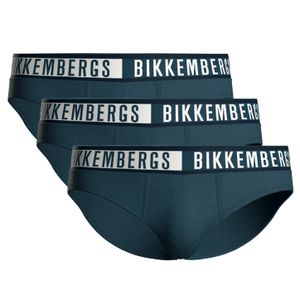 Фото Мужские трусы брифы синие набор 3в1 Bikkembergs TWICE BKK52USP29TR