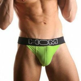 Фото  Мужские трусы танга зеленые с черной резинкой HOM Night Therapy Tanga Brief Green
