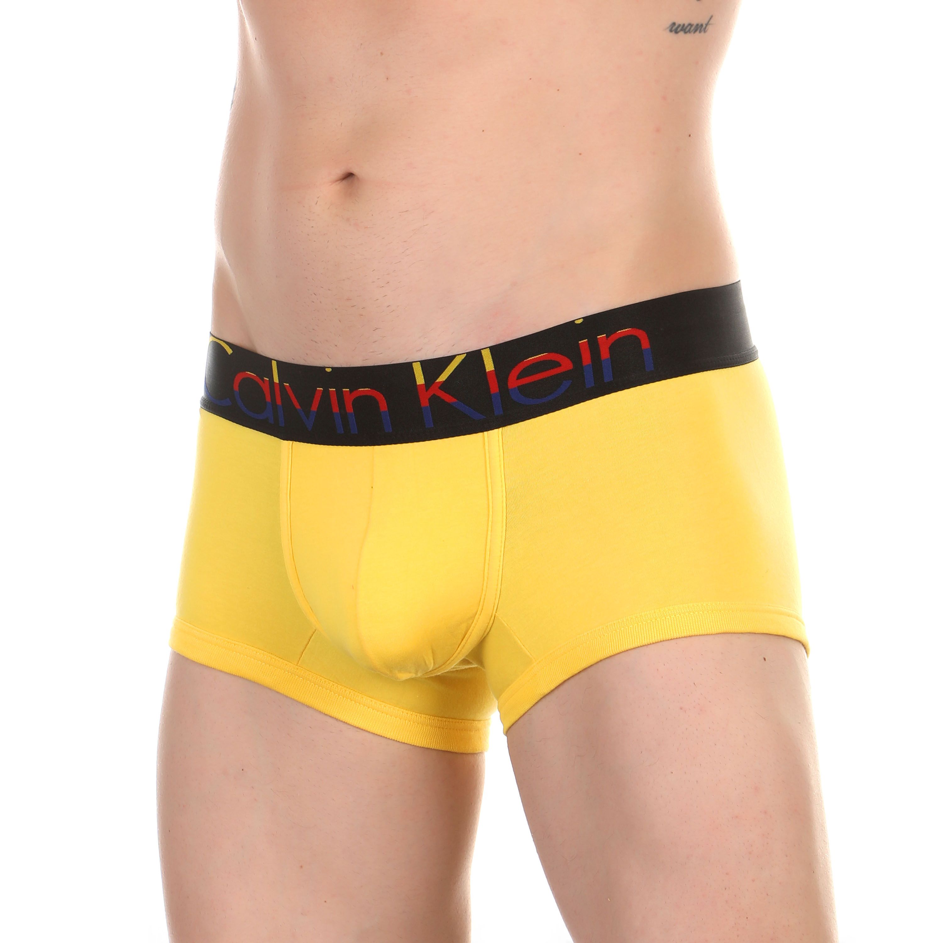 Мужские трусы боксеры  Multicolor  желтые с черной резинкой Calvin Klein фото 1