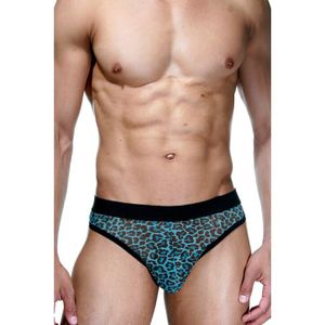 Фото Мужские трусы стринги бирюзовые с леопардовым принтом LaBlinque LB15358
