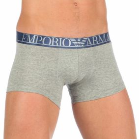 Фото Мужские трусы боксеры серые с синей резинкой Emporio Armani Trunks Grey