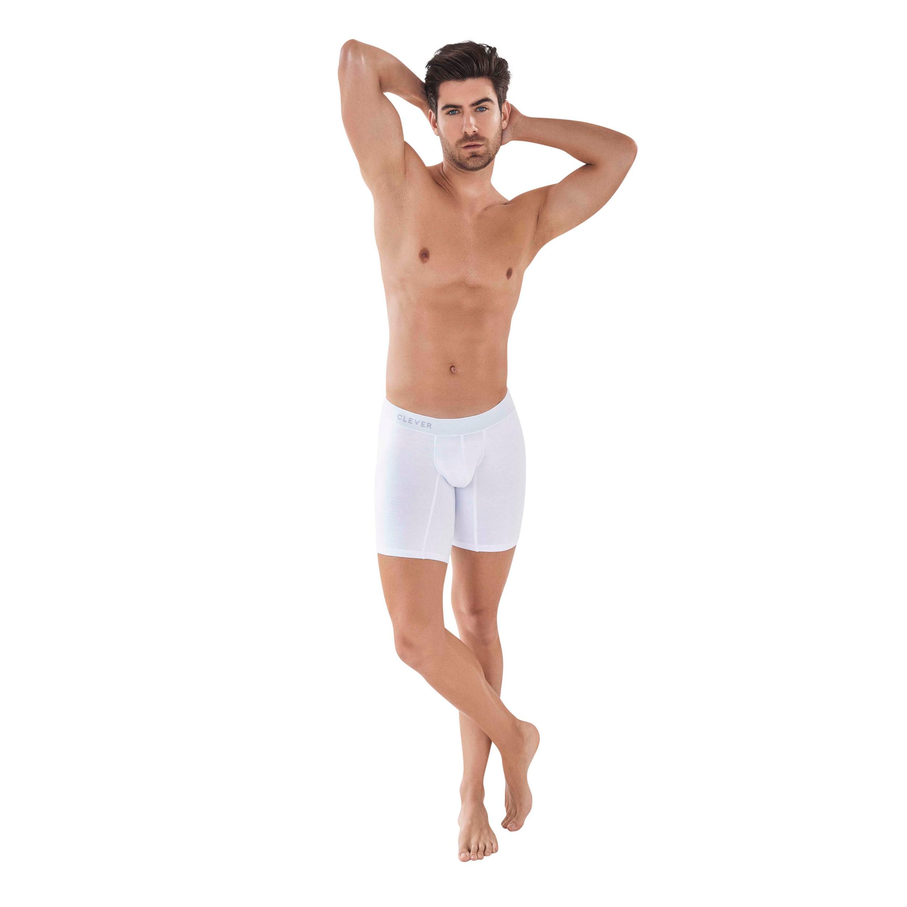 Мужские трусы боксеры белые удлиненные Clever Moda CARIBBEAN LONG BOXER 088601 фото 1