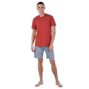 Фото Мужская пижама красная с синими шортами в полоску Tom Tailor 71075/5609 625
