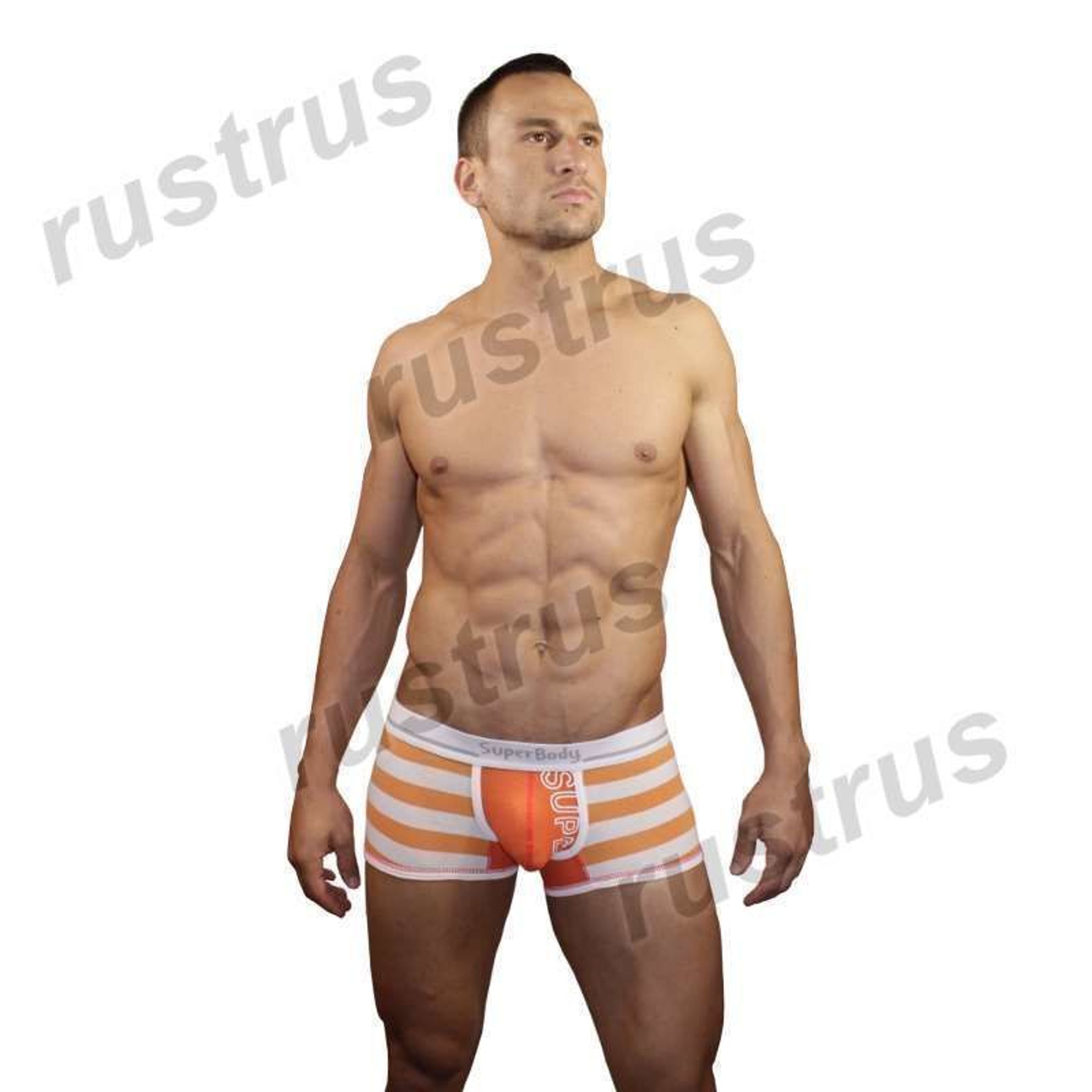 Мужские трусы хипсы белые с оранжевыми полосками Superbody фото 2