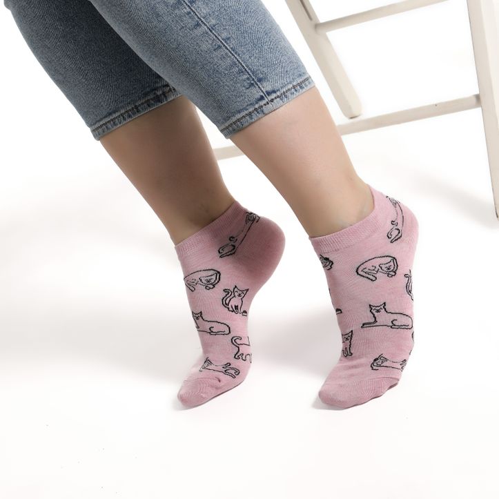Набор укороченных носков с принтом "кошки" (5 пар) Hobby Line Нжу511 фото 5