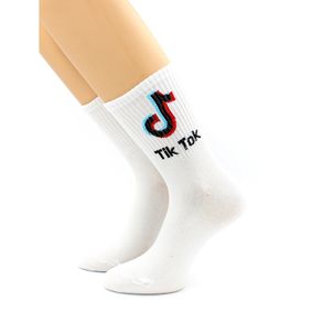 Фото Носки белые с принтом "TIK TOK" со спортивной резинкой Hobby Line