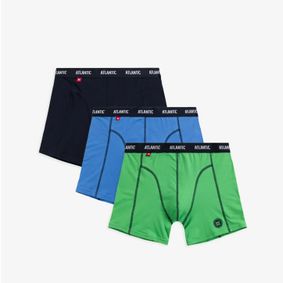 Фото Мужские трусы боксеры удлиненные (зеленый + голубой + темно-синий) набор 3 в1 ATLANTIC Comfort 3MH-047
