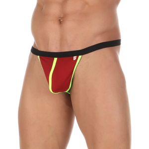 Фото Мужские трусы стринги красные с салатовой окантовкой Wonderboom
