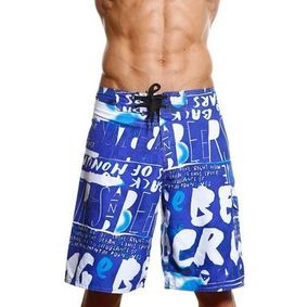 Фото Мужские пляжные шорты Abercrombie&Fitch синие с принтом надпись 