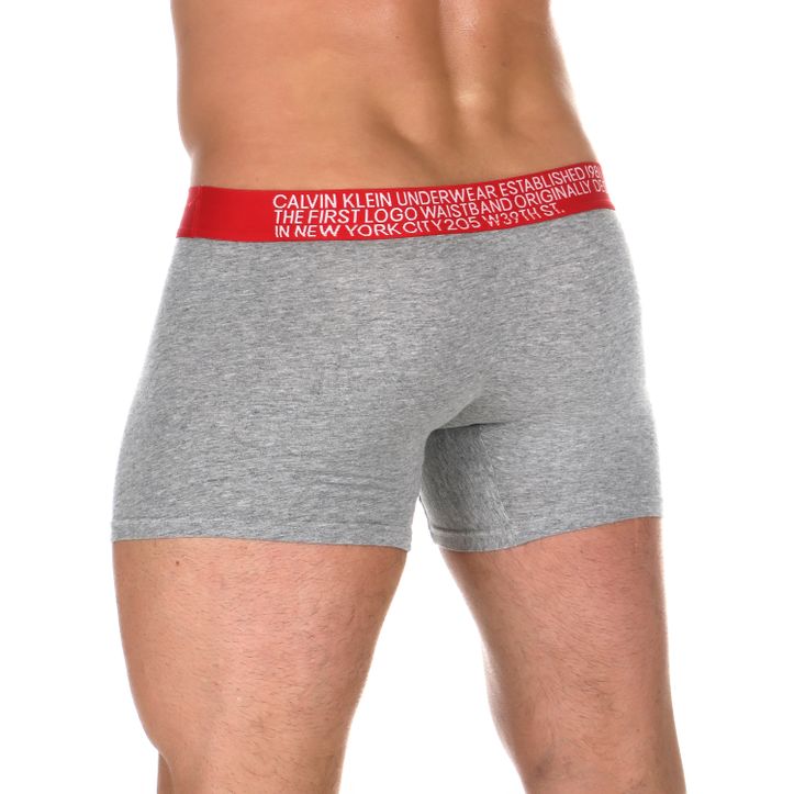 Мужские трусы боксеры серые с красной резинкой Calvin Klein фото 2