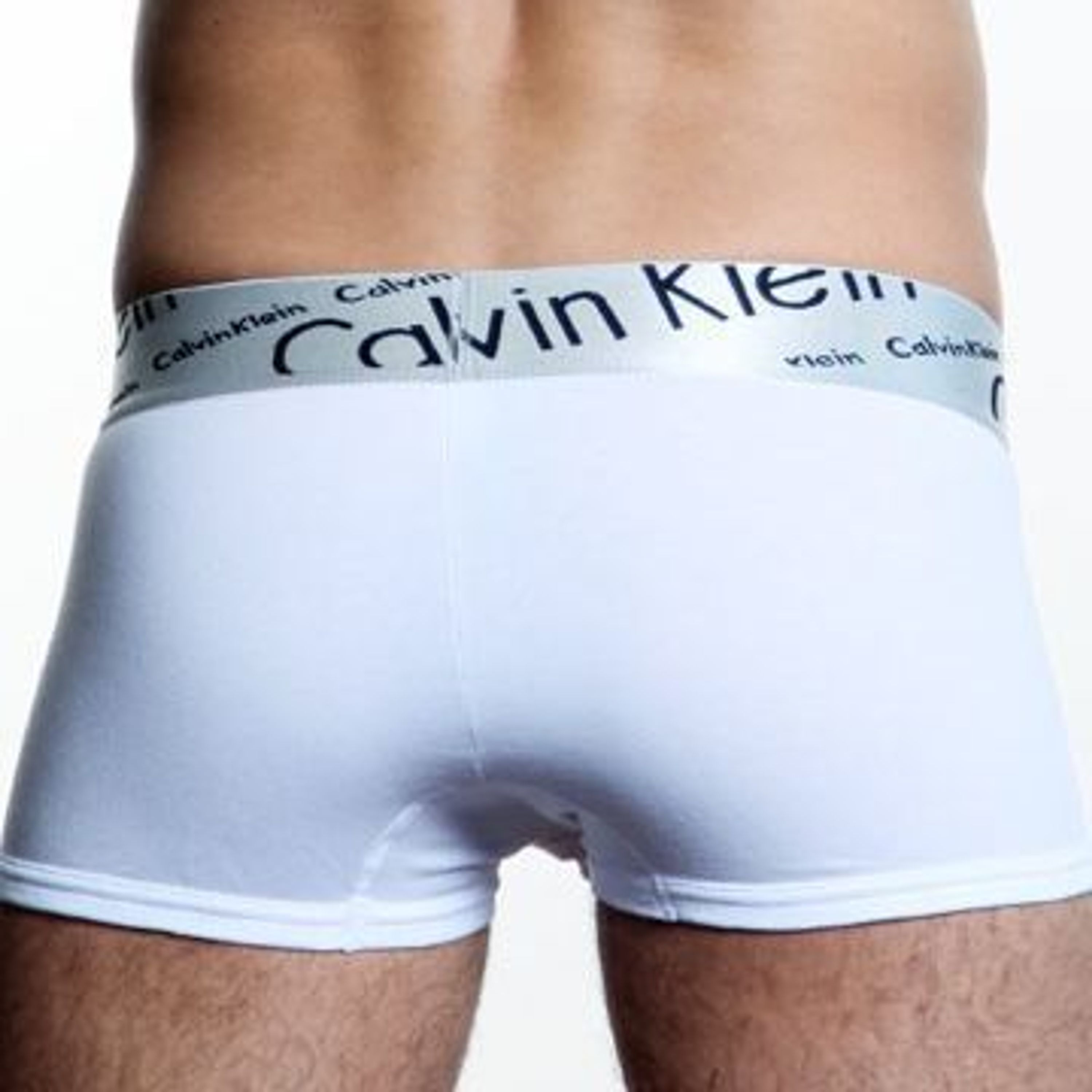Мужские трусы боксеры белые с косой резинкой Calvin Klein Steel Boxer Italics White фото 4