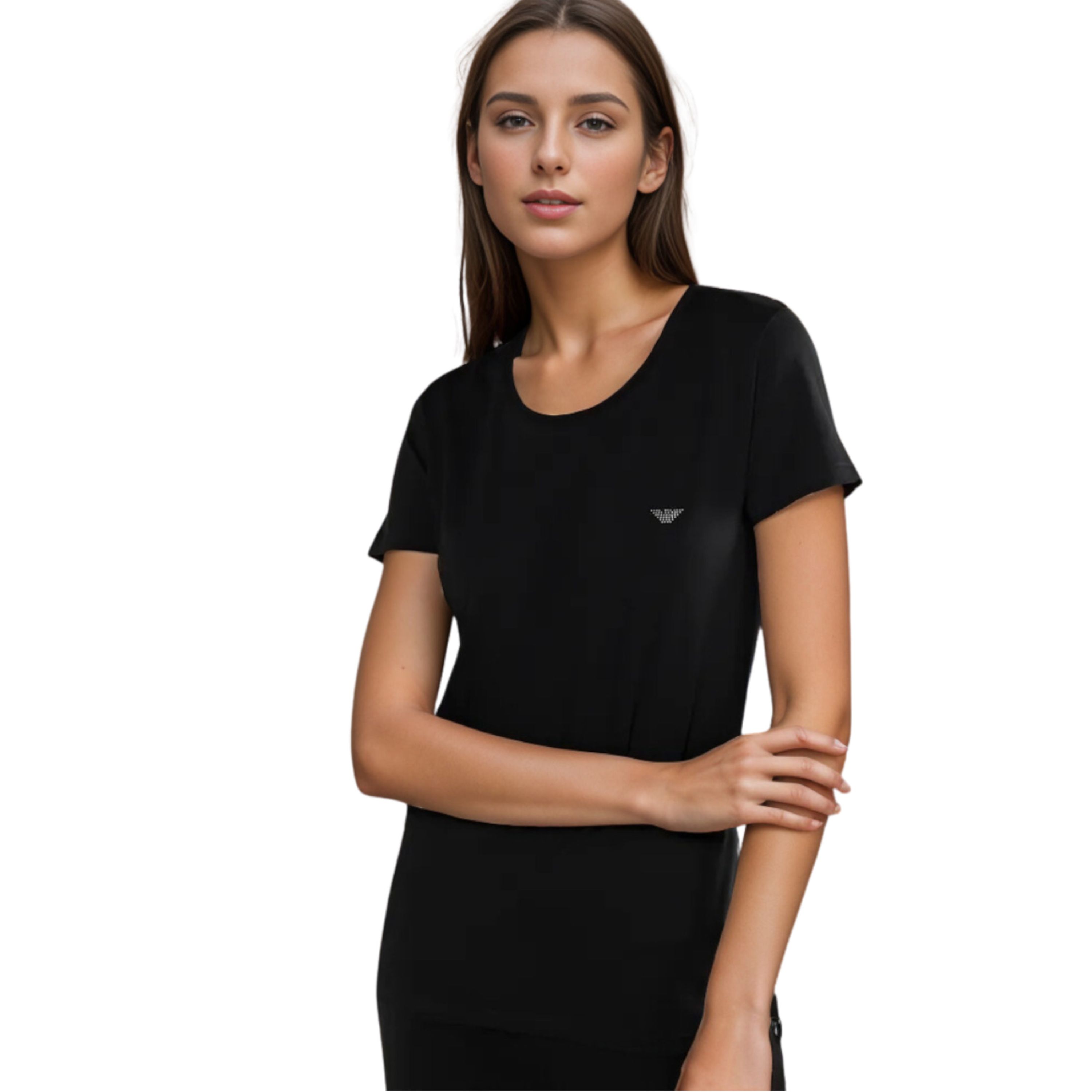 Женская футболка черная Emporio Armani 163139_CC318 00120 фото 1