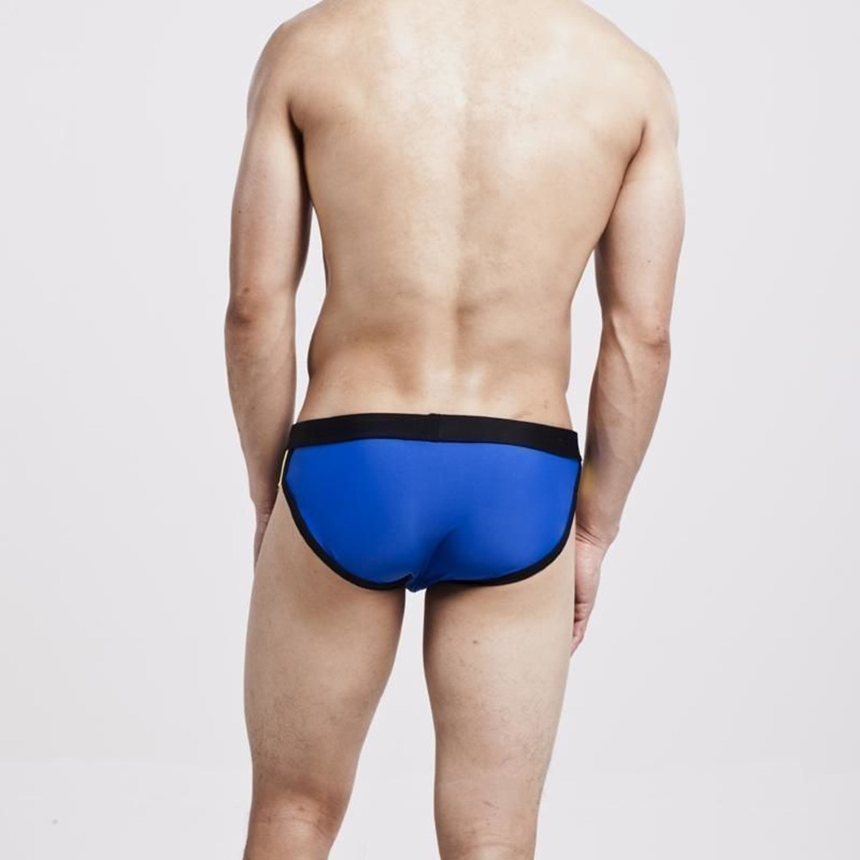 Мужские плавки брифы синие с черным поясом SEOBEAN Swimsuit Blue Black фото 4