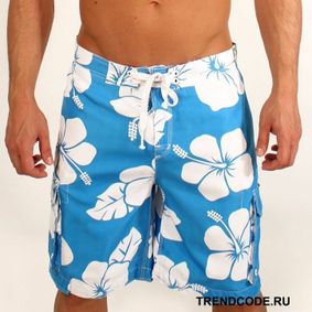 Фото Мужские шорты пляжные голубые с принтом ABERCROMBIE&FITCH 52814