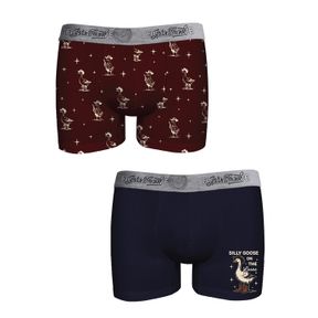 Фото Набор мужских трусов боксеров 2в1 (бордовые, темно-синие) JOHN FRANK JF2BEF42