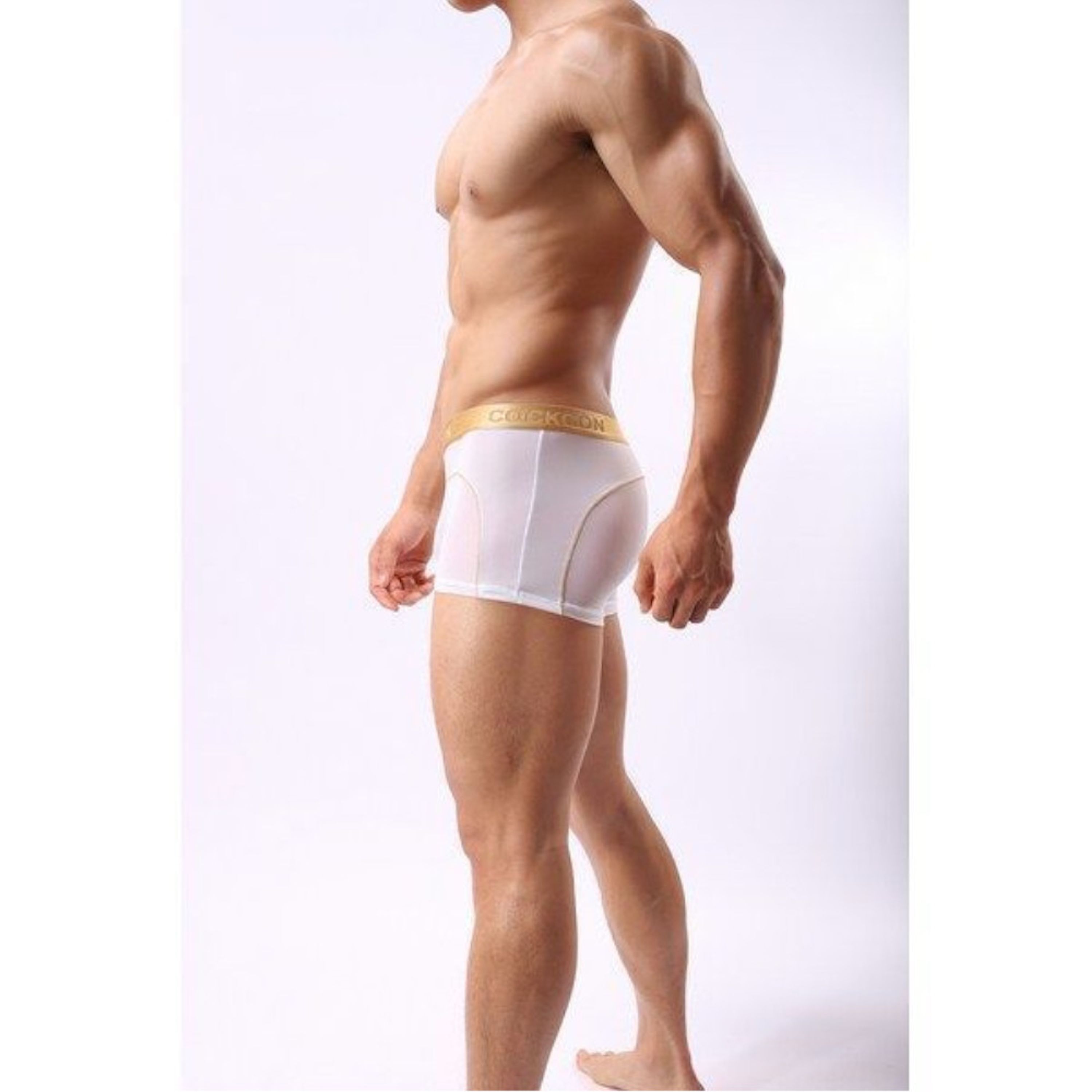 Мужские трусы боксеры с золотым поясом Cockon Boxer White 828 фото 2