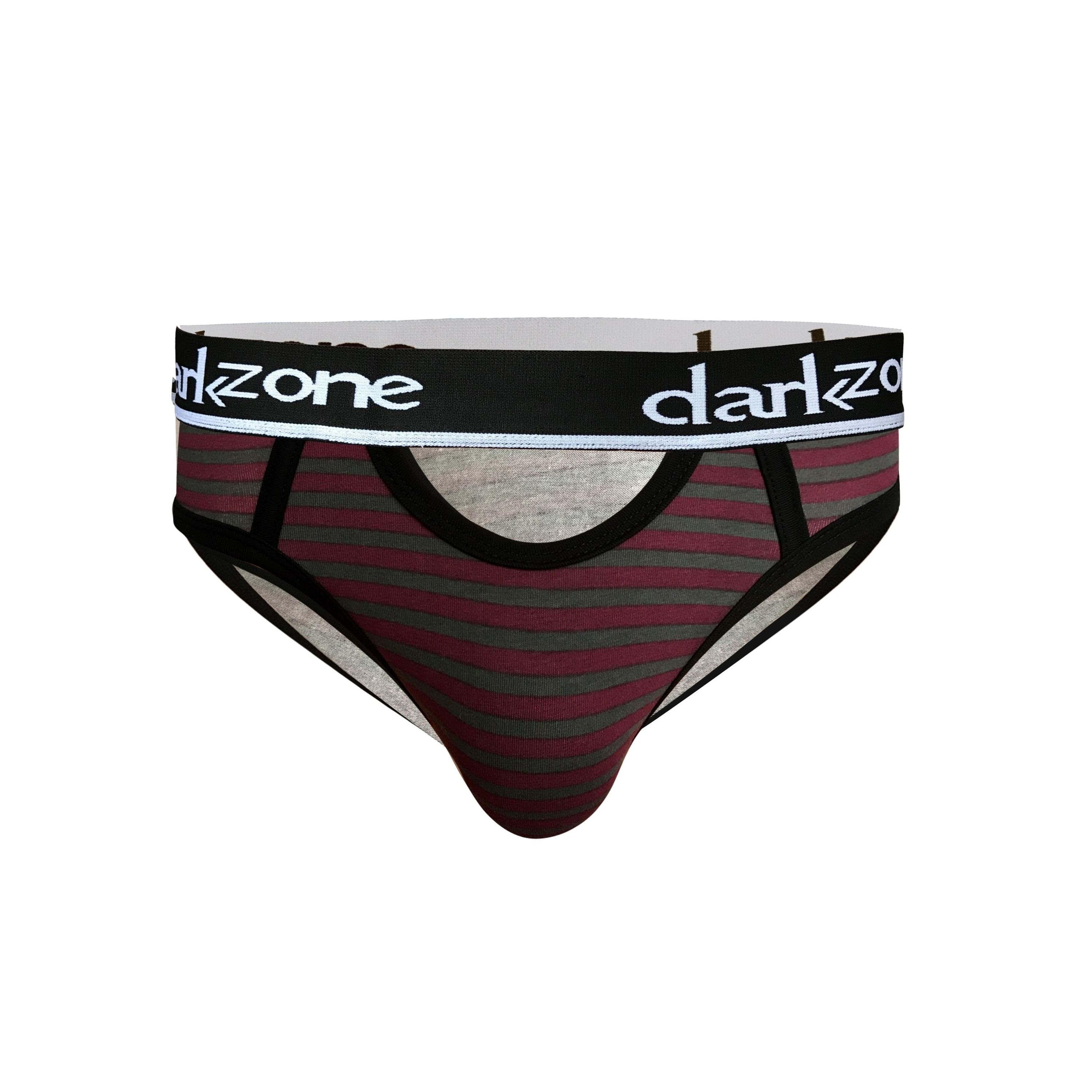 Мужские трусы брифы с вырезом серые в бордовую полоску DARKZONE DZN6262 фото 1
