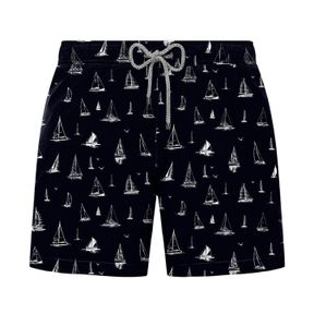 Фото Мужские шорты пляжные черные с принтом JOHN FRANK JFSSSWL21-SAIL