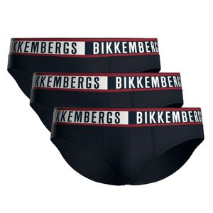 Фото Мужские трусы брифы темно-синие набор 3в1 Bikkembergs TWICE BKK52USP29TR