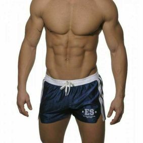 Фото Мужские спортивные шорты  темно - cиние с белым поясом ES Collection SHORTS DARK BLUE WHITE