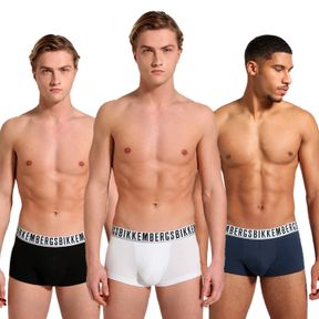 Фото Мужские трусы боксеры (белый, темно-синий, черный) набор 3в1 Bikkembergs ESSENTIAL BKK1UTR01TR