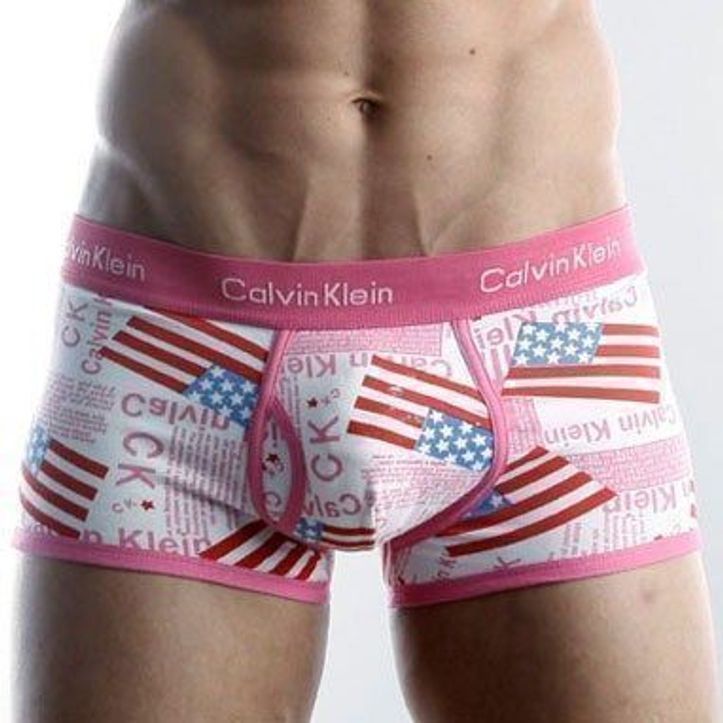 Мужские трусы боксеры розовые с американским флагом Calvin Klein print  365 Pink America 