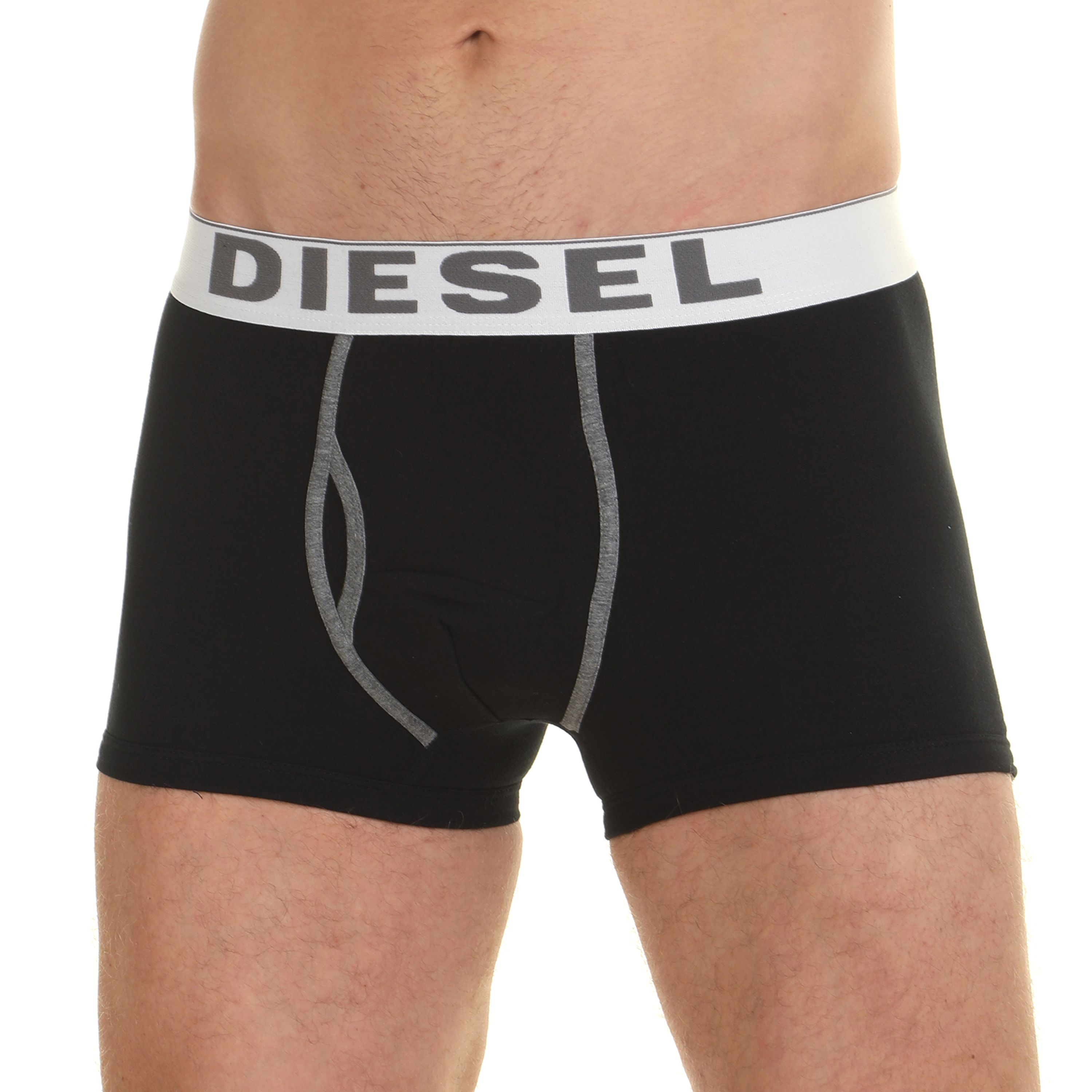 Мужские трусы боксеры черные с белой резинкой Diesel фото 1
