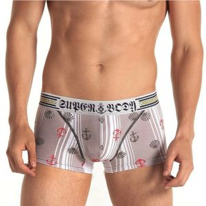 Фото Мужские трусы боксеры коричневые с морским принтом Superbody Boxer Beige