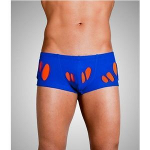 Фото Мужские трусы хипсы синие с оранжевыми вставками Wild Milk Wonderland Hip Boxer Blue