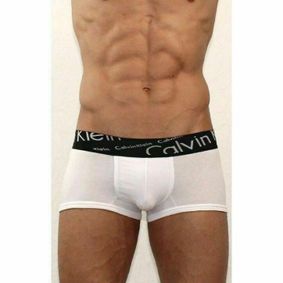 Фото Мужские трусы боксеры белые с с черной косой резинкой Calvin Klein White Waistband Italics Boxer