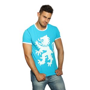 Фото Мужская футболка голубая с принтом Scandaloso Леон 080287m-EP Фото Мужская футболка голубая с принтом Scandaloso Леон 080287m-EP