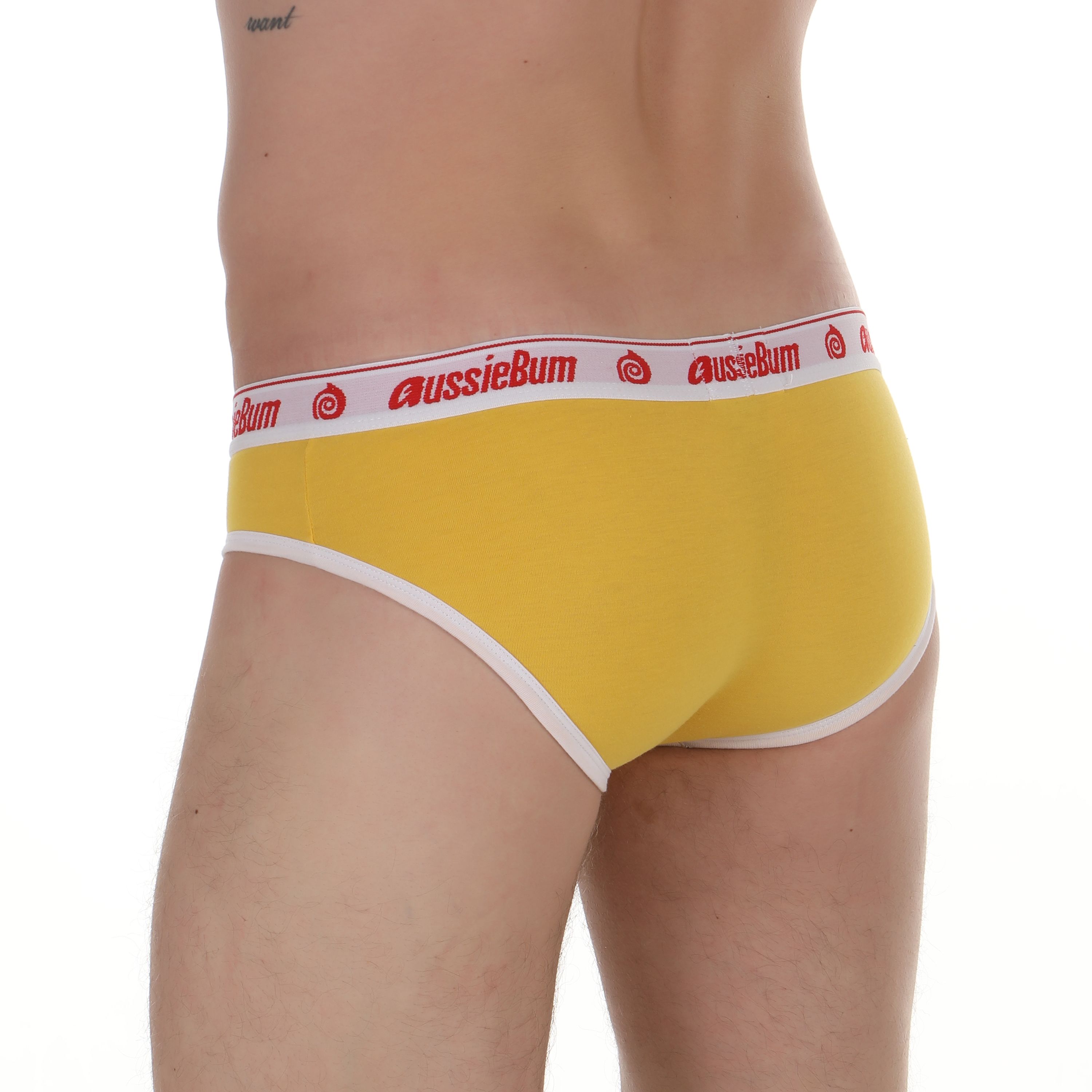 Мужские трусы брифы желтые Aussiebum фото 2