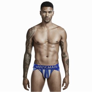 Фото Мужские трусы брифы синие с вырезами по бокам JOCKMAIL JM2026-9