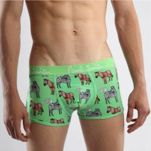 Фото Мужские трусы боксеры зеленые с зеброй Paul Smith Green
