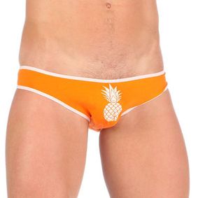 Фото Мужские трусы слипы Van Baam оранжевые с белой окантовкой Pineapple