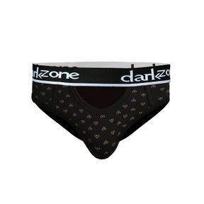 Фото Мужские трусы брифы с вырезом черные с принтом DARKZONE DZN6267