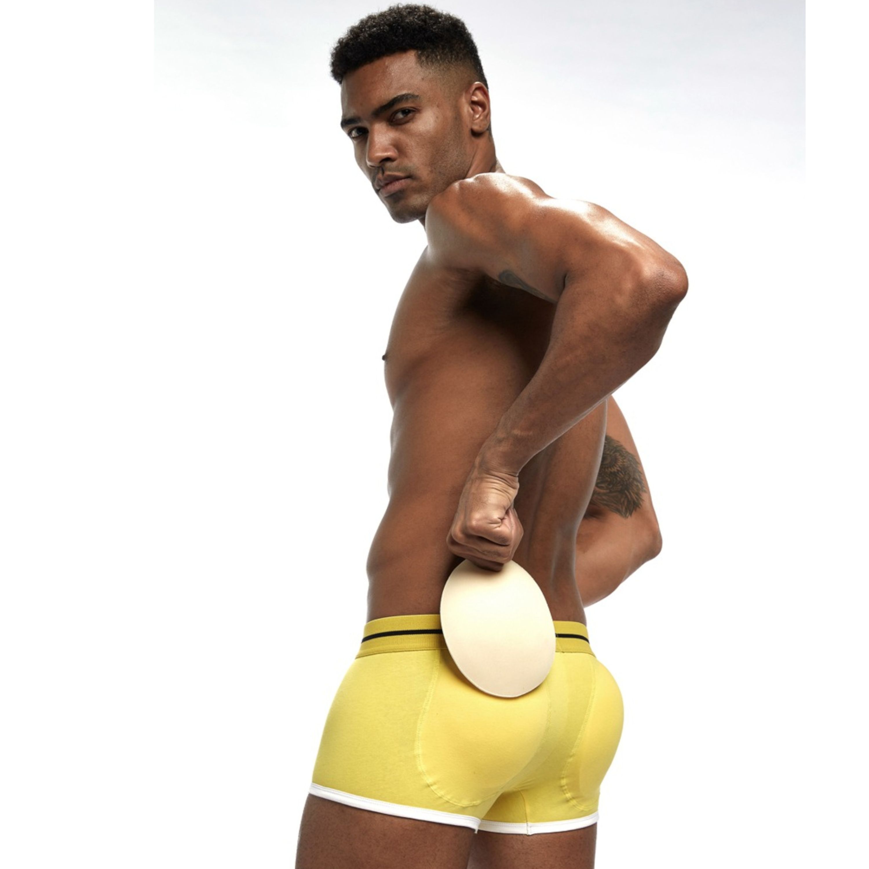 Мужские трусы боксеры желтые с push up JOCKMAIL JM6038-13 фото 2