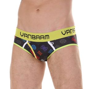 Фото Трусы мужские брифы черные с принтом Van Baam VB45170
