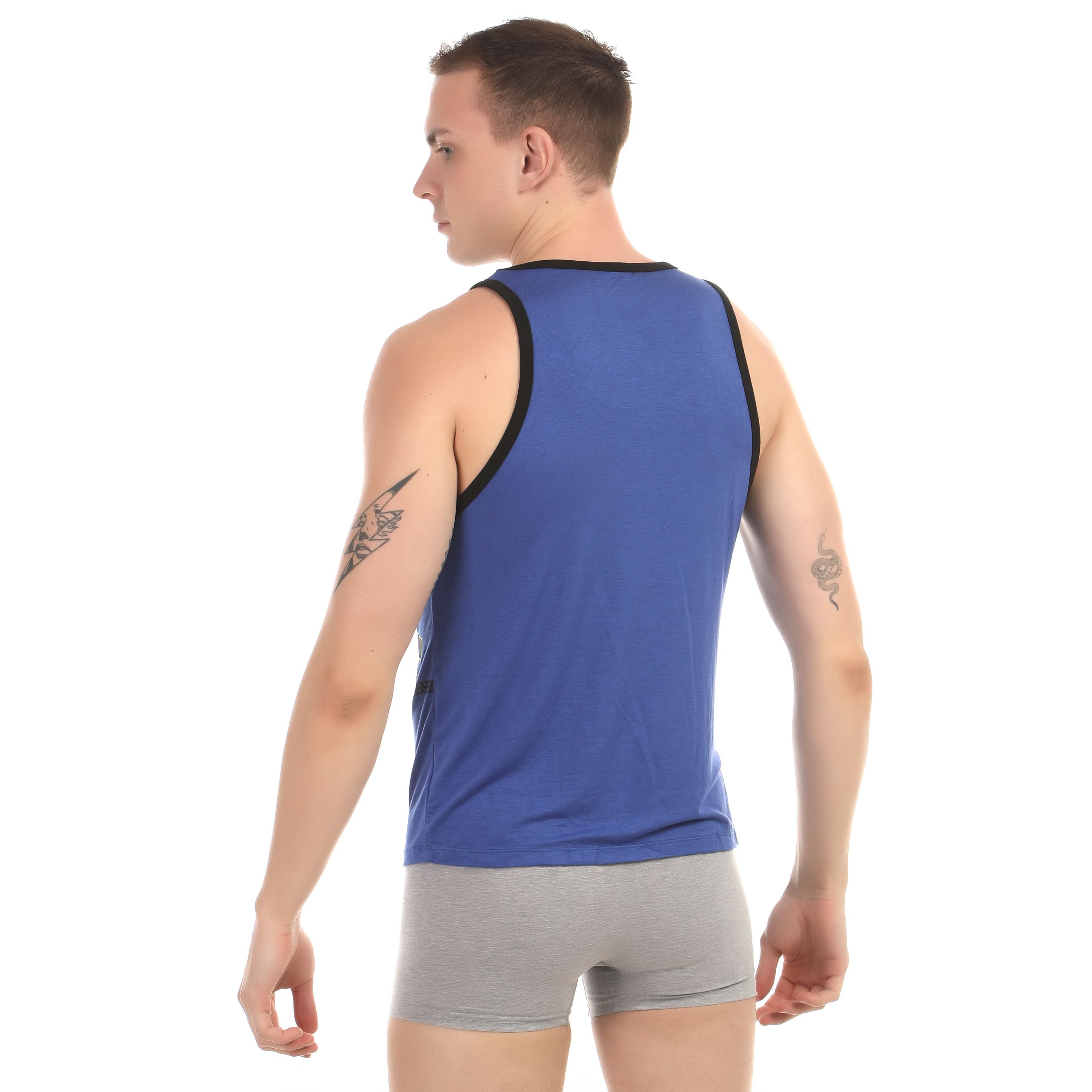 Мужская майка синяя Asitoo Blue Tank Top фото 2