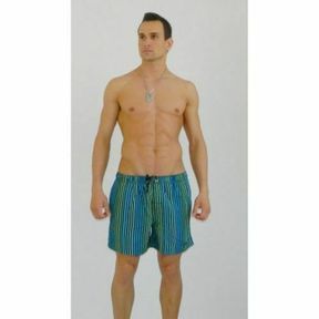 Фото Мужские шорты плавательные разноцветные в полоску Calvin Klein Swimming Edition