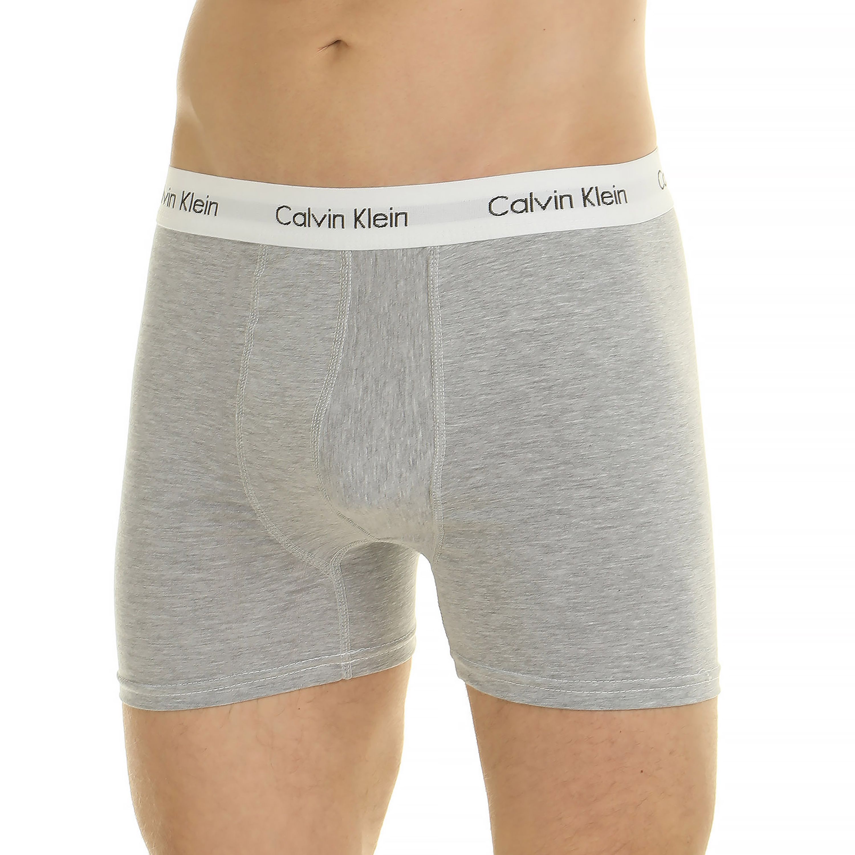 Мужские трусы боксеры серые меланж с белой резинкой Calvin Klein  фото 1