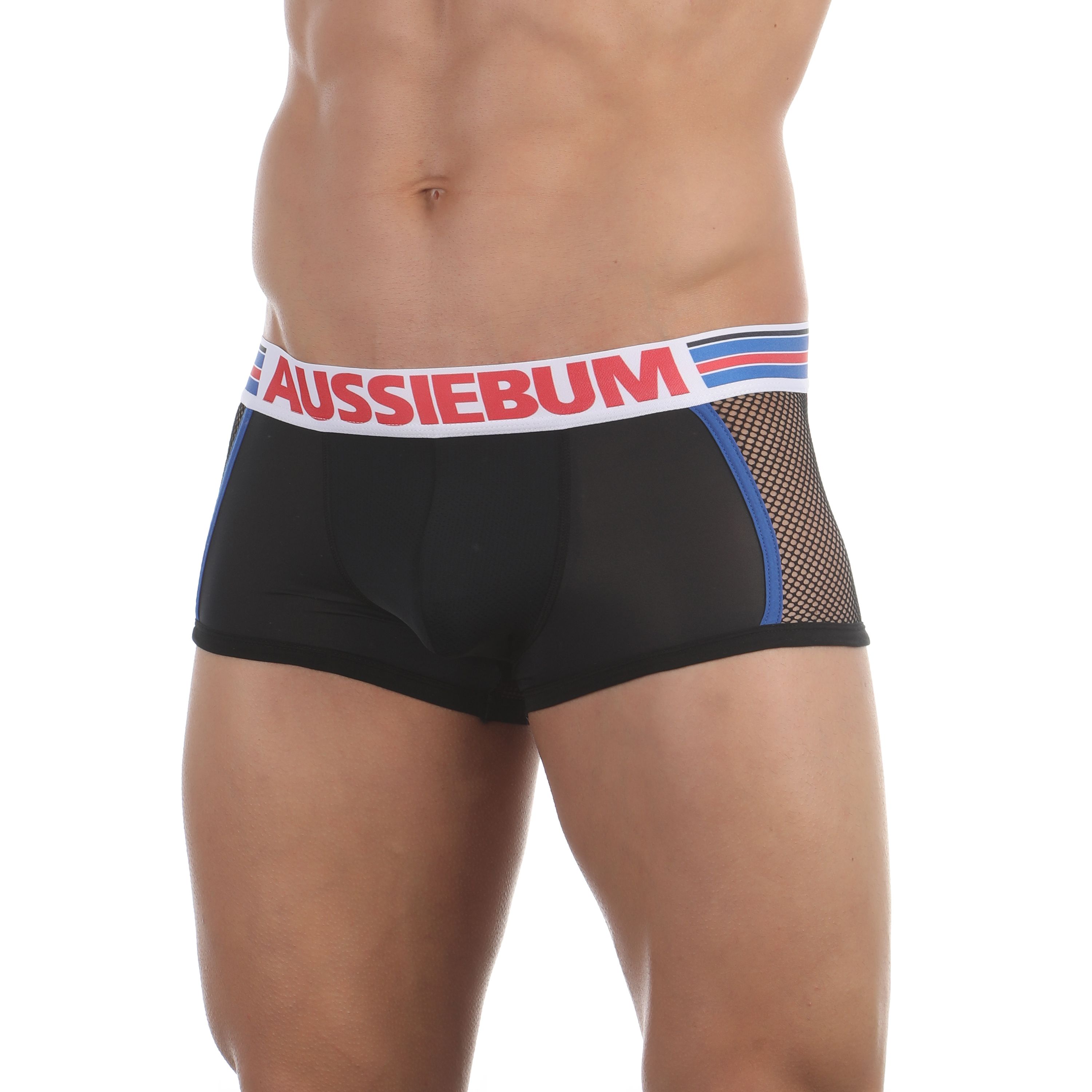 Мужские трусы боксеры черные со вставкой из сетки AUSSIEBUM фото 1